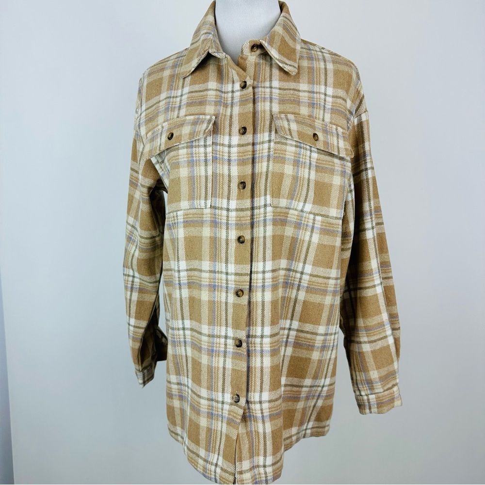Princess Polly Flannel Button Down Top Shacket Size 2